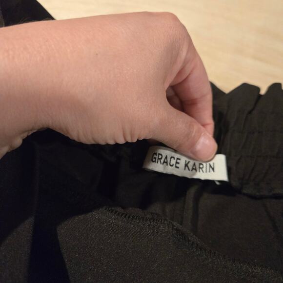 Grace Karin high waist women black paper bag waist cropped with ankle tie sz XL - Picture 6 of 9